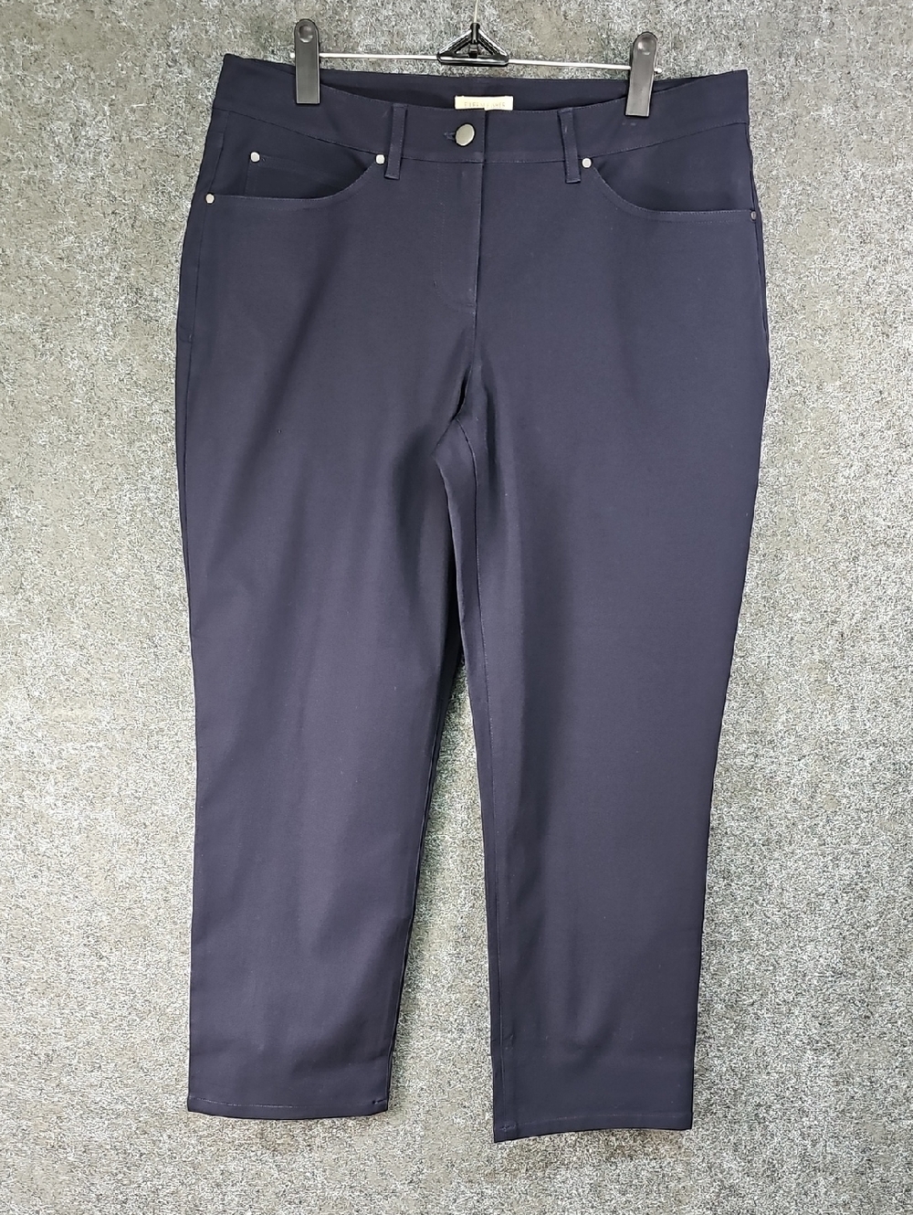 Eileen Fisher Slim Cropped Jean, Cotton Stretch Twill, Navy, Size Med, NEW